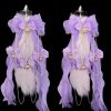 Lavender Fox Tail Nipple Clamps with Purple Yarn Bow Bell