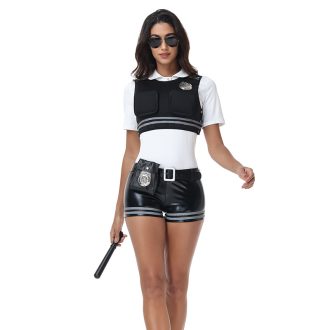 Sexy Halloween Policewoman Cosplay Costume for Nightclub Parties
