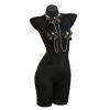 Victoria Original Design Luxury Rhinestone Nipple Chain with Black Bow