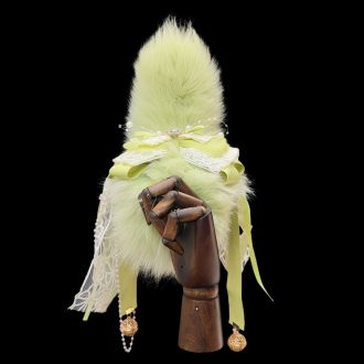 Green Apple Electric Fox Tail Butt Plug with Detachable Bow and Bell