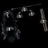 Black Gold Fox Fur Tail Collar with Bell & Anal Plug - Sexy Nightwear Accessory