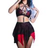 Black Red Ball Queen Sheer Mesh Tied Lingerie Top