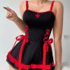 Sexy Black & Red Nurse Lingerie Costume for Women