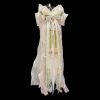 White Fox Fur Tail Butt Plug with Pink Green Bow - 40cm Realistic Plush Toy