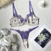Sexy Lace Floral Satin Mesh Lingerie Set for Women