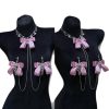 Alice Palace Style Pink Bow Rhinestone Chest Chain Necklace