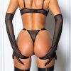 Sexy See-Through Mesh Push Up Bra & Panty 4-Piece Lingerie Set with Steel Ring