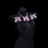 Alice Palace Style Pink Bow Rhinestone Chest Chain Necklace