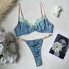 Sexy Lace Stitching Satin Bra & Panty Set - Comfortable Underwire Gathering Lingerie