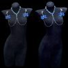 Retro Dark Blue Zircon Nipple Clamps Chest Chain Necklace