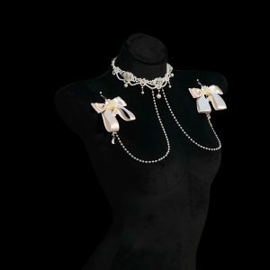 Chunhe Champagne Bow Rhinestone Palace Style Necklace Chest Chain