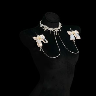 Chunhe Champagne Bow Rhinestone Palace Style Necklace Chest Chain