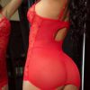 Sexy Sheer Mesh Lace-Up One-Piece Hip Skirt Lingerie Uniform