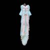 60cm Mint Green Fox Real Wool Tail with Pink Bow Bell