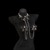 Victoria Original Design Luxury Rhinestone Nipple Chain with Black Bow