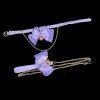Lavender Fox Tail Nipple Clamps with Purple Yarn Bow Bell