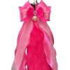 40cm Fluorescent Pink Fox Fur Tail Plug with Rose Red Bow and Bell