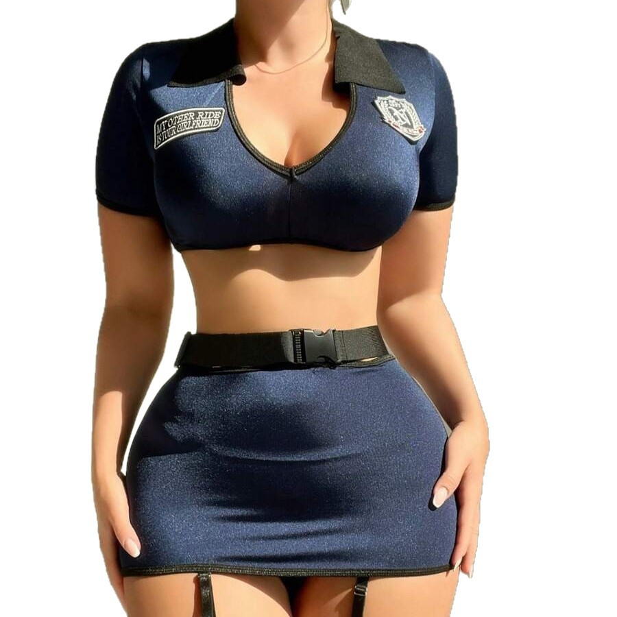 Sexy Policewoman Roleplay Uniforms: Passionate Temptation Lingerie & Hip-Hugging Skirts - Image 5