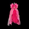 40cm Fluorescent Pink Fox Fur Tail Plug with Rose Red Bow and Bell