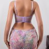 See-Through Lace Tie-Dye Bra & Panty Set - Sexy Lingerie