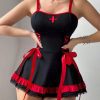 Sexy Black & Red Nurse Lingerie Costume for Women