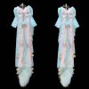 40cm Real Wool Fox Tail Butt Plug - Milky Yellow Bow & Bell