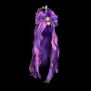 Starlight Purple 40cm Fox Fur Tail Anal Plug - Deep Pearlescent Purple Bow Bell