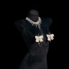 Champagne Rhinestone Palace Necklace with Bow - Sexy Chest Chain Jewelry