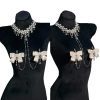 Champagne Rhinestone Palace Necklace with Bow - Sexy Chest Chain Jewelry