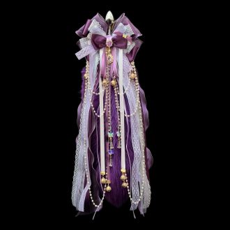 Deep Purple Fox Fur Tail Anal Plug with Bowknot Bell – Luxury Craftsmanship