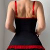 Sexy Black & Red Nurse Lingerie Costume for Women