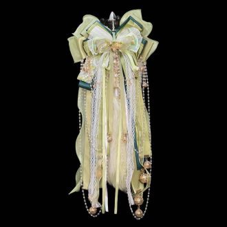 Matcha Green Fox Tail Pearl Zircon Necklace 40cm