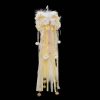 40cm Real Wool Fox Tail Butt Plug - Milky Yellow Bow & Bell
