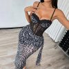 Leopard Print Bandeau Slim Fit Long Strap Dress - Sexy Lingerie for Women