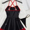 Sexy Black & Red Nurse Lingerie Costume for Women