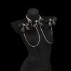 Victoria Original Design Luxury Rhinestone Nipple Chain with Black Bow