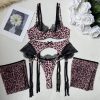 Leopard Lace Garter Set with Stockings - Sexy Lingerie for Women
