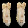 Golden Osmanthus Fox Tail Anal Plug - Handmade Light Yellow Fur with Bell Bow