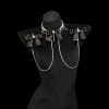 Victoria Original Design Luxury Rhinestone Nipple Chain with Black Bow