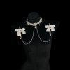 Champagne Rhinestone Palace Necklace with Bow - Sexy Chest Chain Jewelry