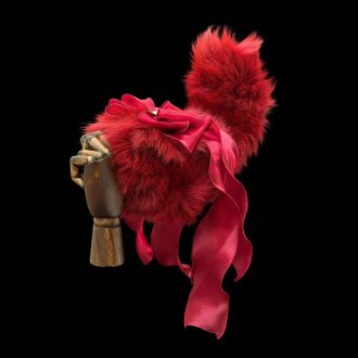 40CM Electric Fox Tail Remote Control Real Wool Cute Red Bow Bell