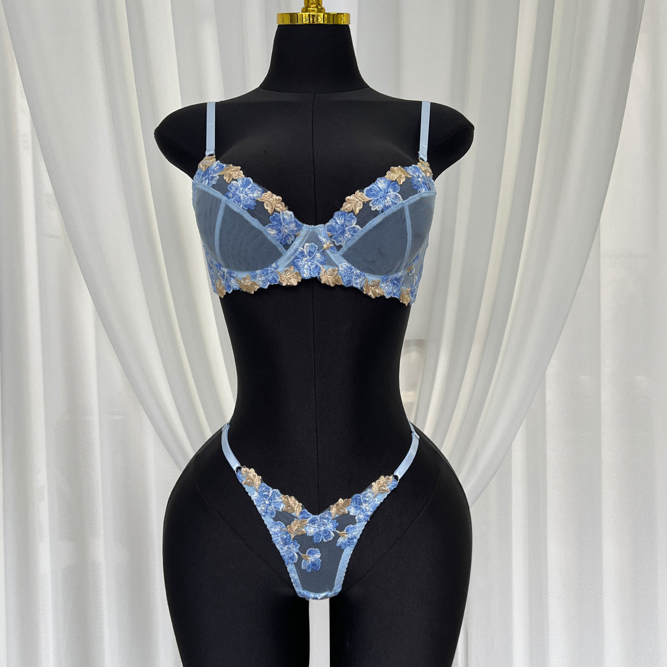 Sexy Embroidered See-Through Lingerie Set for Honeymoon - Image 7