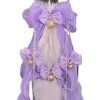 Lavender Fox Tail Nipple Clamps with Purple Yarn Bow Bell
