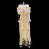 40cm Real Wool Fox Tail Butt Plug - Milky Yellow Bow & Bell
