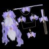 Galaxy Track 40cm Silver Gray Fox Real Wool Tail with Detachable Bow and Bell