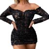 Off-Shoulder Lace Hollow-Out Sheath Lingerie Set - Sexy Two-Piece Underwear