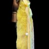 40cm Real Fox Fur Tail Anal Plug with Light Yellow Bow and Bell