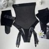 Women's Sexy Off-Shoulder Mesh Jumpsuit with High Slit & Lingerie Stockings