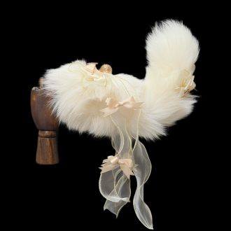 Sweet Cream Voice-Controlled Electric Tail Butt Plug with Real Fox Fur Bow & Bell