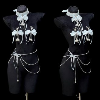 Blue Fox Tail Butt Plug with Bell Nipple Clamps